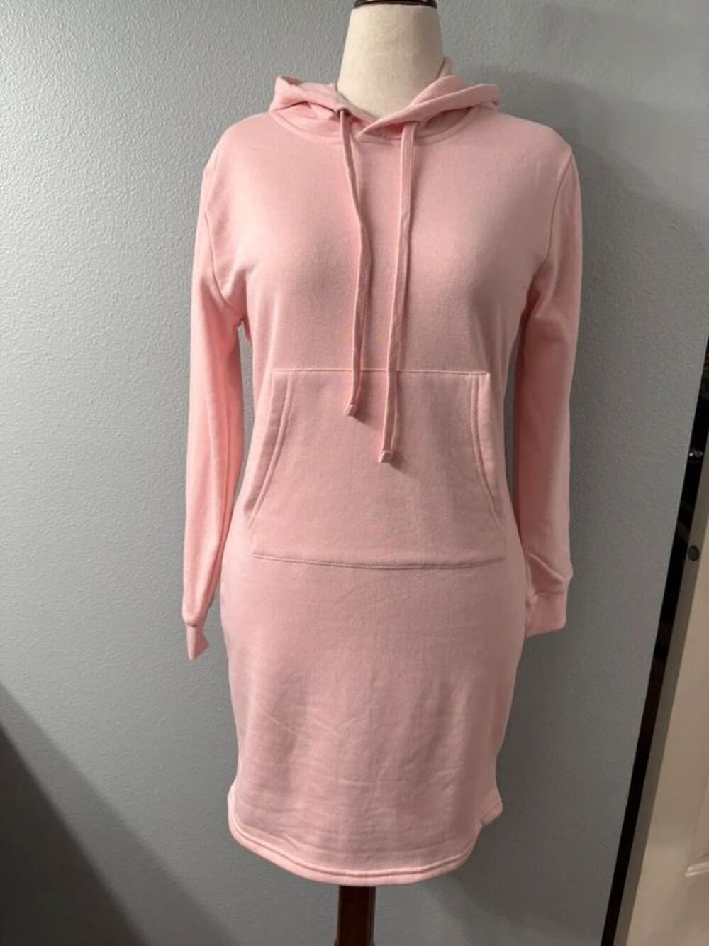 Rosio USA Pink Fleece Interior Hoodie Sweatshirt Dress